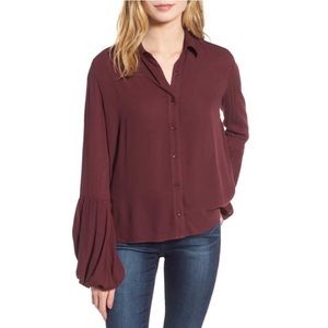 ✨BP Balloon Sleeve Maroon button down shirt ✨